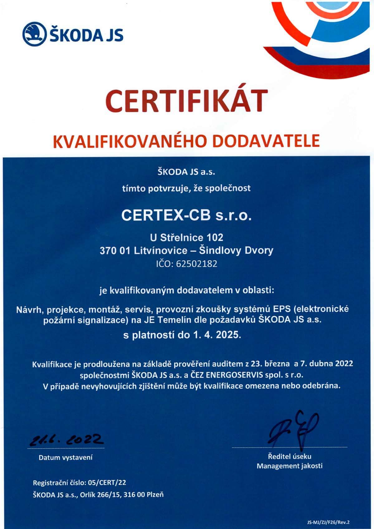 Externí audit - certifikat